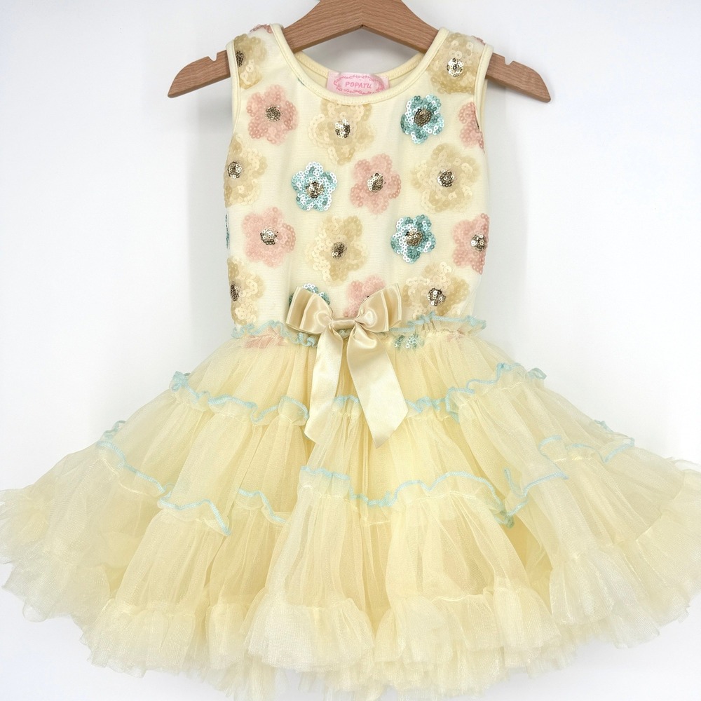 Popatu Girls' Sleeveless Tutu Dress Sequin Flowers Size 2/3T‎